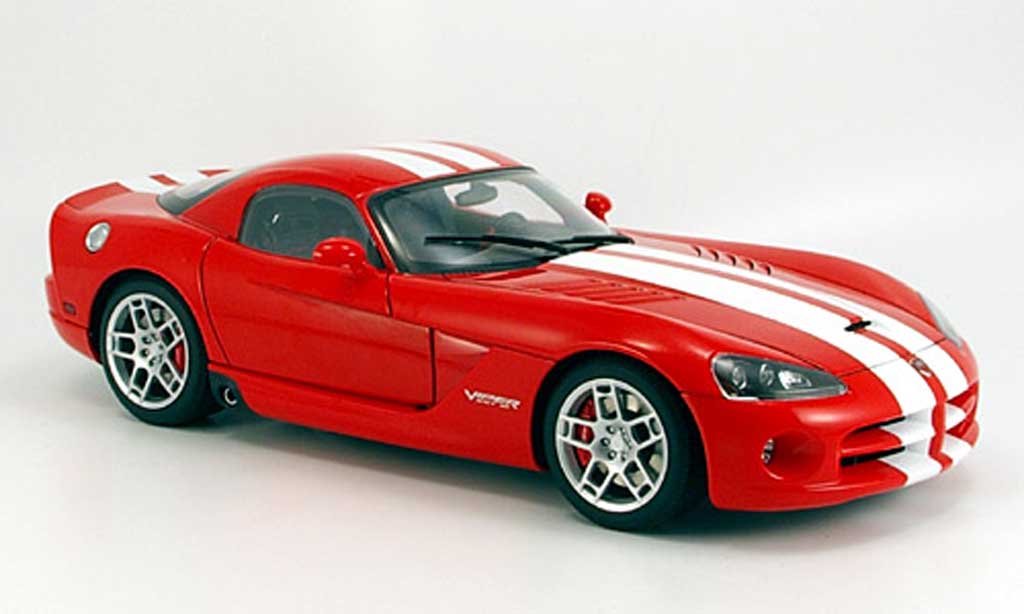 Dodge Viper SRT 10 1/18 Autoart SRT 10 coupe rouge avec bandes blanches 2006 miniature