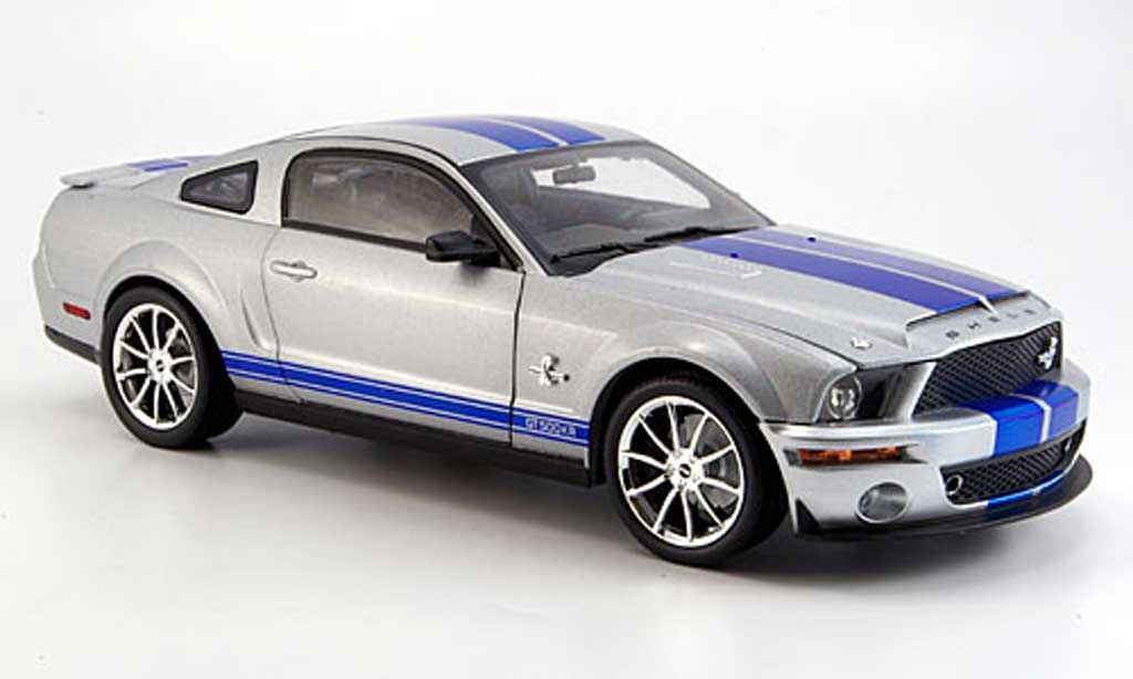 Shelby GT 500 1/18 Shelby Collectibles kr grise/bleu 2008 miniature