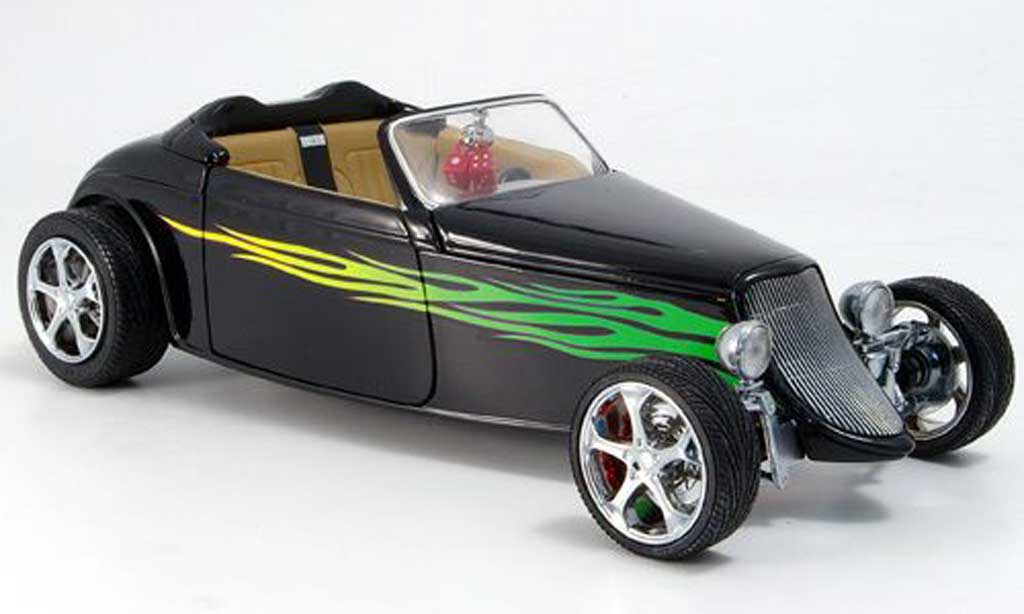 Ford Hot Rod 1/18 Yat Ming convertible noire grune flammen offen 1933 miniature