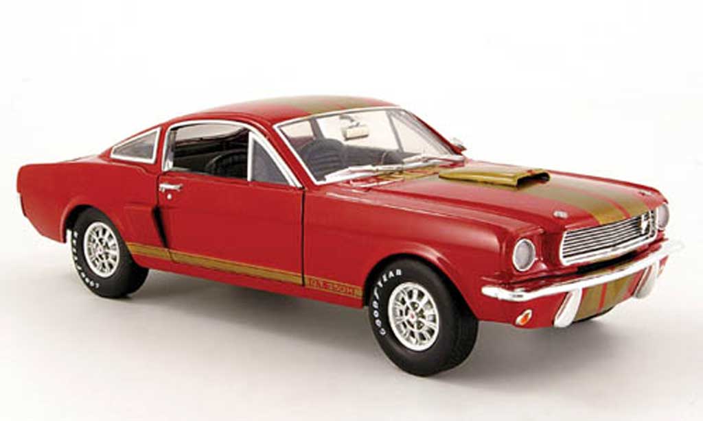 Shelby GT 350 1966 1/18 Shelby Collectibles 1966 h rouge avec bandes or hertz miniature