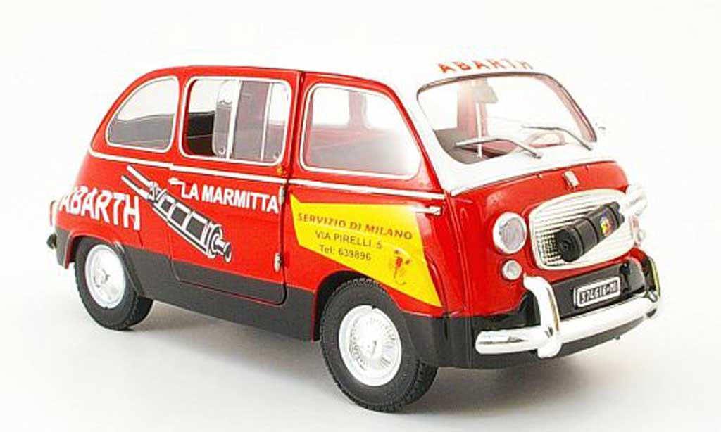 Fiat 600 1/18 Mini Miniera multipla abarth service rouge/blanche miniature