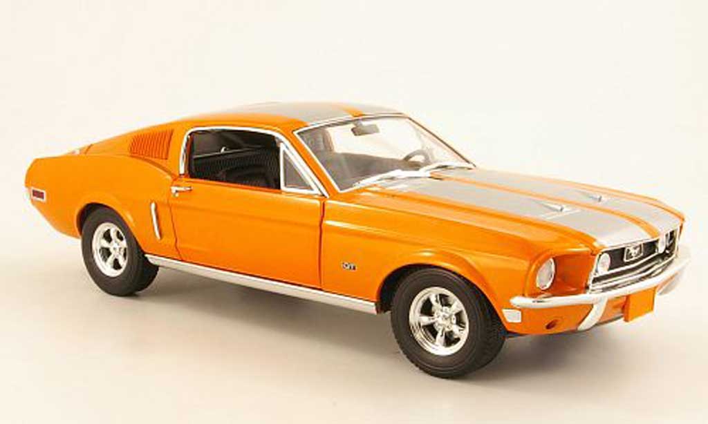 Ford Mustang 1968 1/18 Greenlight 1968 GT 2+2 Fastback orange/grise metalliseegrise miniature