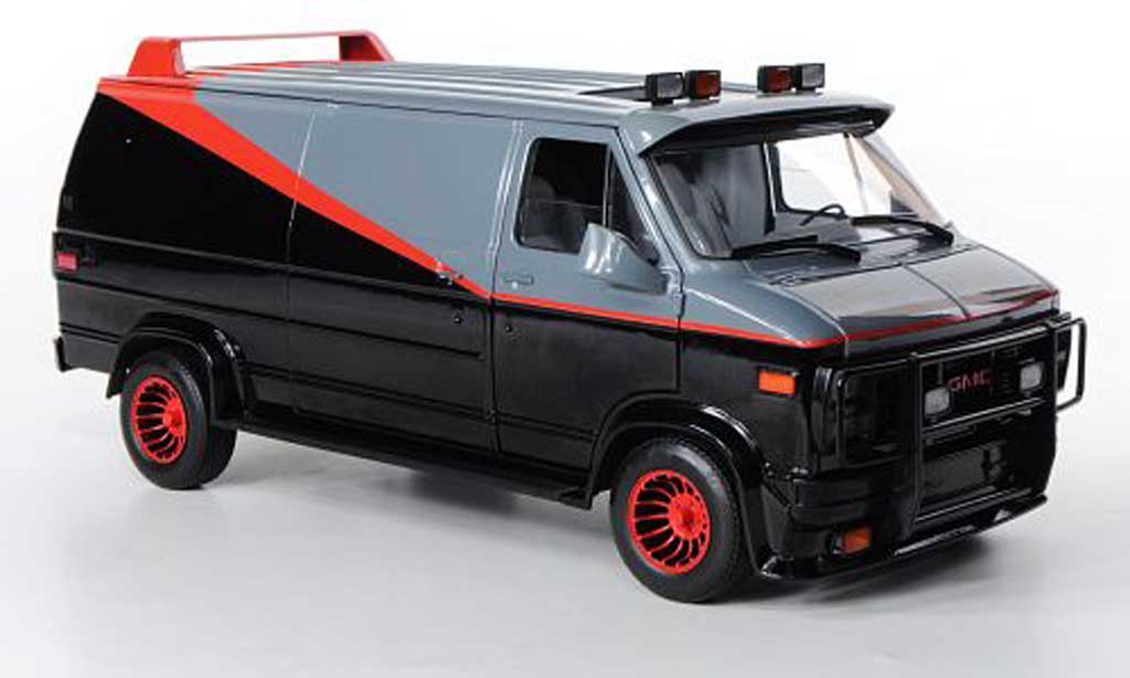 GMC Panel Van 1/18 Hot Wheels A-Team noire/grise/rouge 1983 miniature