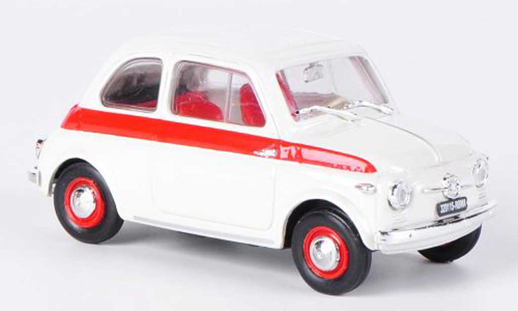 Fiat 500 Sport 1/43 Brumm Sport blanche/rouge 1958 miniature