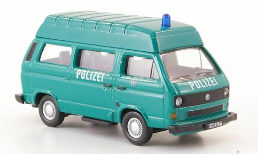 Volkswagen T3 1/87 Schuco Hochdachbus Polizei grun miniature