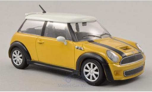 Mini Cooper 1/24 Bburago S jaune/blanche ohne Vitrine miniature