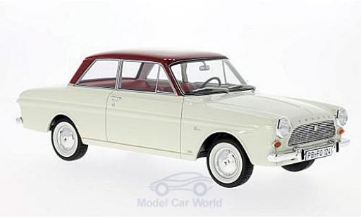 Ford Taunus 1/18 BoS Models 12M (P4) Limousine blanche/dunkelrouge 1965 miniature