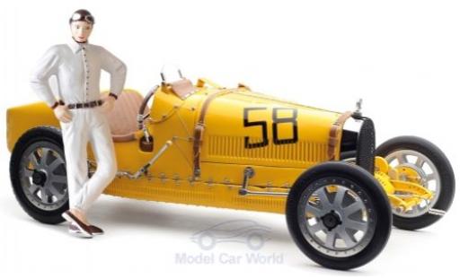 Bugatti 35 1/18 CMC T Grand Prix jaune No.58 mit Frauen-Fahrerfigur miniature