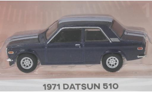 Datsun 510 1/64 Greenlight metallic-dunkelbleue/blanche 1971 2-Door Sedan miniature
