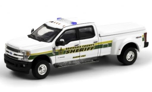 Ford F-350 1/64 Greenlight Lariat Broward County Sheriff 2018 Marine Unit diecast model cars