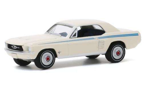 Ford Mustang 1/64 Greenlight Coupe Pacesetter blanche/bleue 1967 miniature