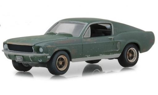 Ford Mustang 1/64 Greenlight GT Fastback unrestored verte Film Bullitt 1968 Steve McQueen miniature