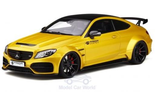 Mercedes Classe C 1/18 GT Spirit C63 AMG Coupe Prior Design PD65CC metallic-jaune/noire miniature