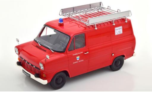 Ford Transit 1/18 KK Scale MK 1 Kasten rouge Feuerwehr Stadtlohn 1965 avec Rack de toit miniature