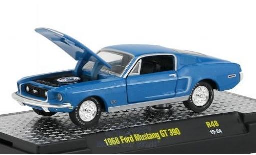 Ford Mustang 1/64 M2 Machines GT 390 bleue/blanche 1968 miniature
