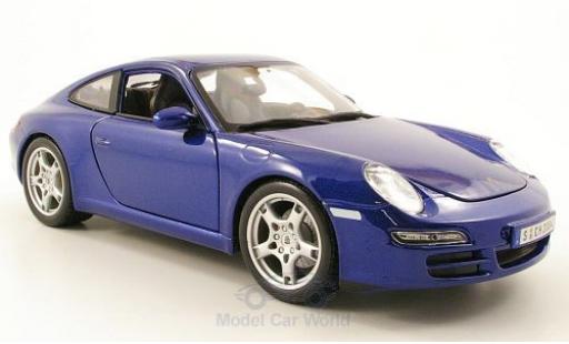 Porsche 997 S 1/18 Maisto 911 Carrera  metallise bleue miniature