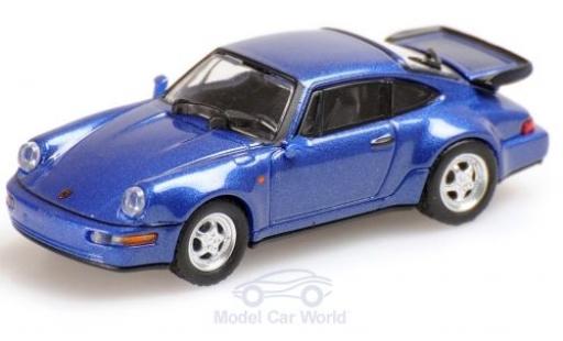 Porsche 964 Turbo 1/18 Minichamps 911  metallise bleue 1990 miniature