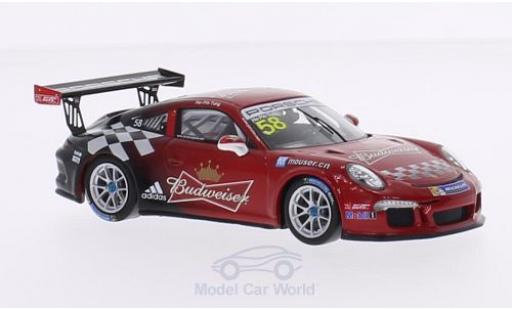 Porsche 991 GT3 Cup 1/43 Spark 911 (997) GT3 Cup No.58 Team Absolute Racing Budweiser Carrera Cup Asia 2015 H.-P.Tung diecast model cars