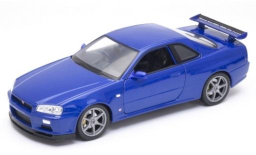 Nissan Skyline 1/24 Welly GT-R (R34) metallic-azul RHD coche miniatura