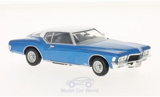 Buick Riviera 1972 1/43 WhiteBox Coupe metallise bleue/blanche miniature