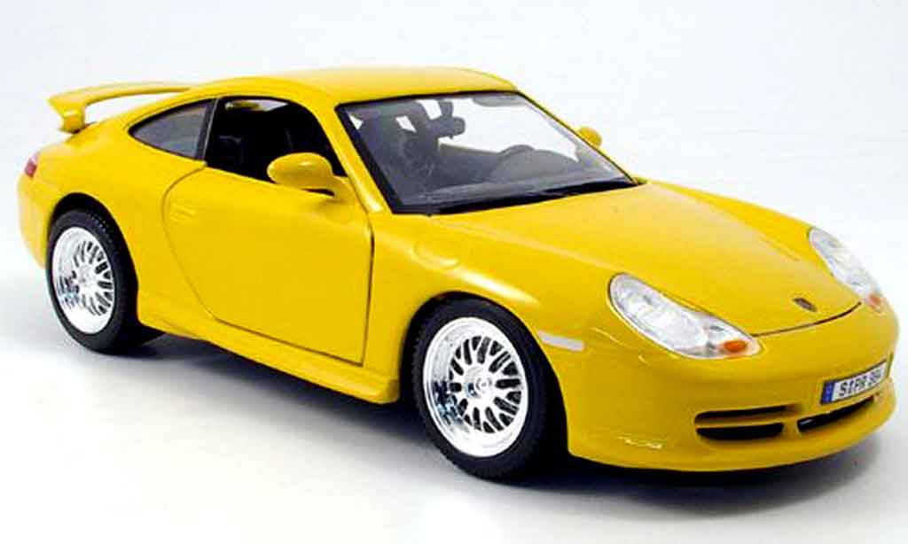 Porsche 996 GT3 1/18 Burago GT3 jaune strassenversion miniature