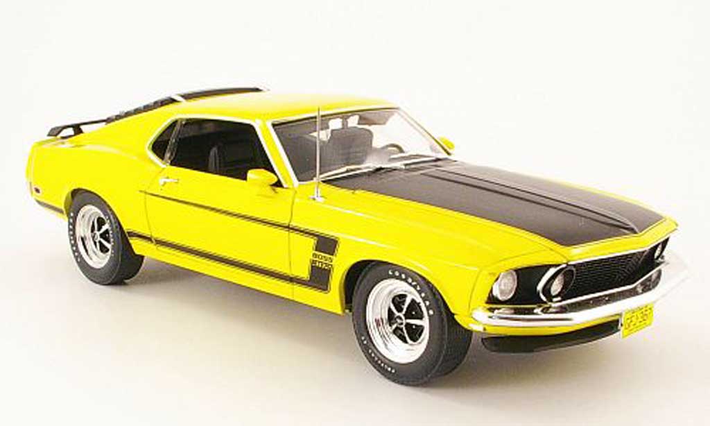 Ford Mustang 1969 1/18 Highway 61 1969 boss 302 jaune/mattnoire miniature