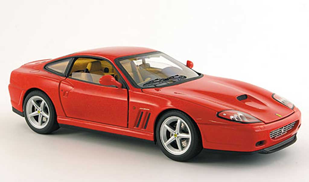 Ferrari 575 M 1/18 Hot Wheels Elite rouge mit marronem interieur miniature