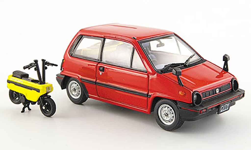 Honda City 1/43 Ebbro rouge avec Motocompo Minimotorrad 1981 miniature