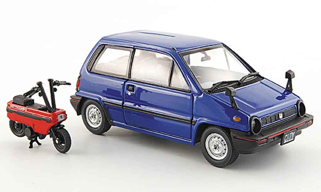 Honda City 1/43 Ebbro bleu avec Motocompo Minimotorrad 1981 miniature