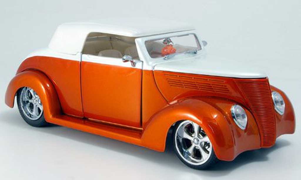 Ford Hot Rod 1/18 Yat Ming convertible orange-met./blanche geschlossen 1937 miniature