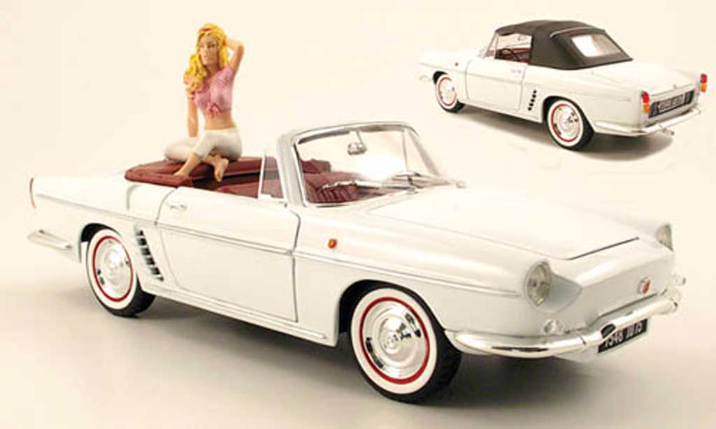 Renault Floride 1/18 Norev blanche 1958 avec figurine de b.bardot et capote de toit amovible miniature