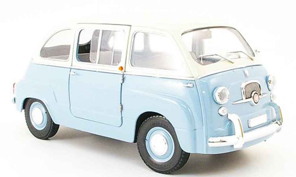 Fiat 600 1/18 Mini Miniera multipla bicolore bleu/grise miniature
