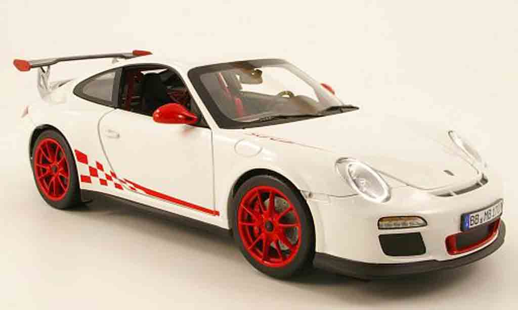 Porsche 997 GT3 RS 1/18 Norev GT3 RS 2010 rs blanche mit rougeer dekoration miniature