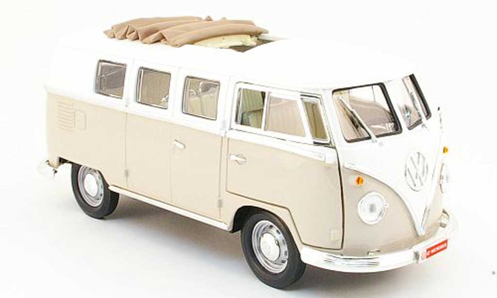Volkswagen Combi 1/18 Yat Ming bus beige/blanche 1962 miniature