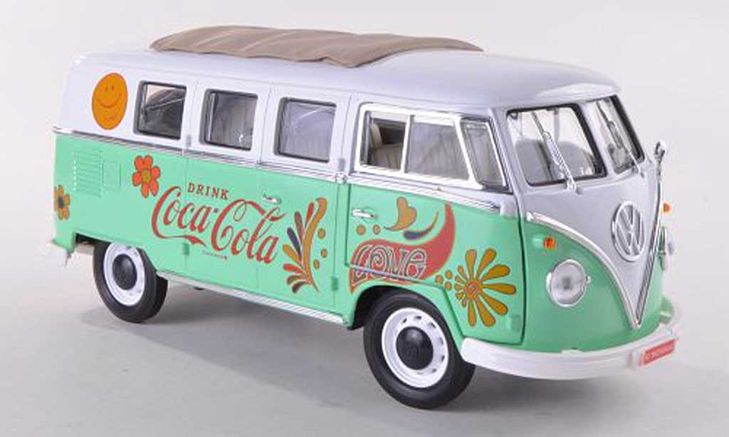 Volkswagen T1 1/18 Motor City Classics Samba Coca-Cola blanco/grun 1962