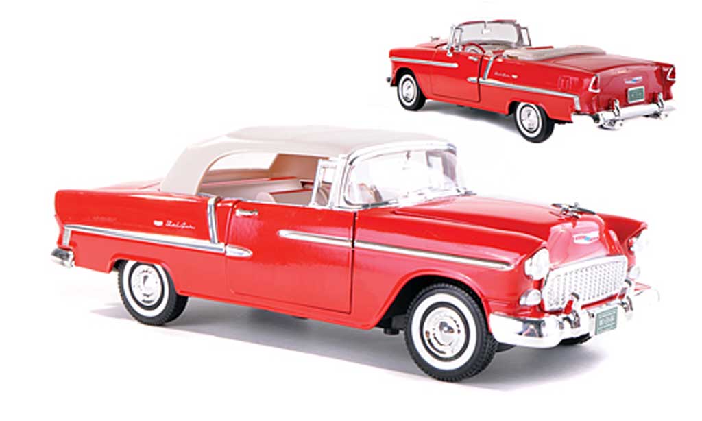 Chevrolet Bel Air 1955 1/18 Motormax 1955 Convertible red diecast model cars