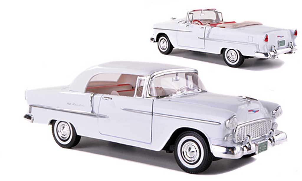 Chevrolet Bel Air 1955 1/18 Motormax 1955 Convertible white diecast model cars