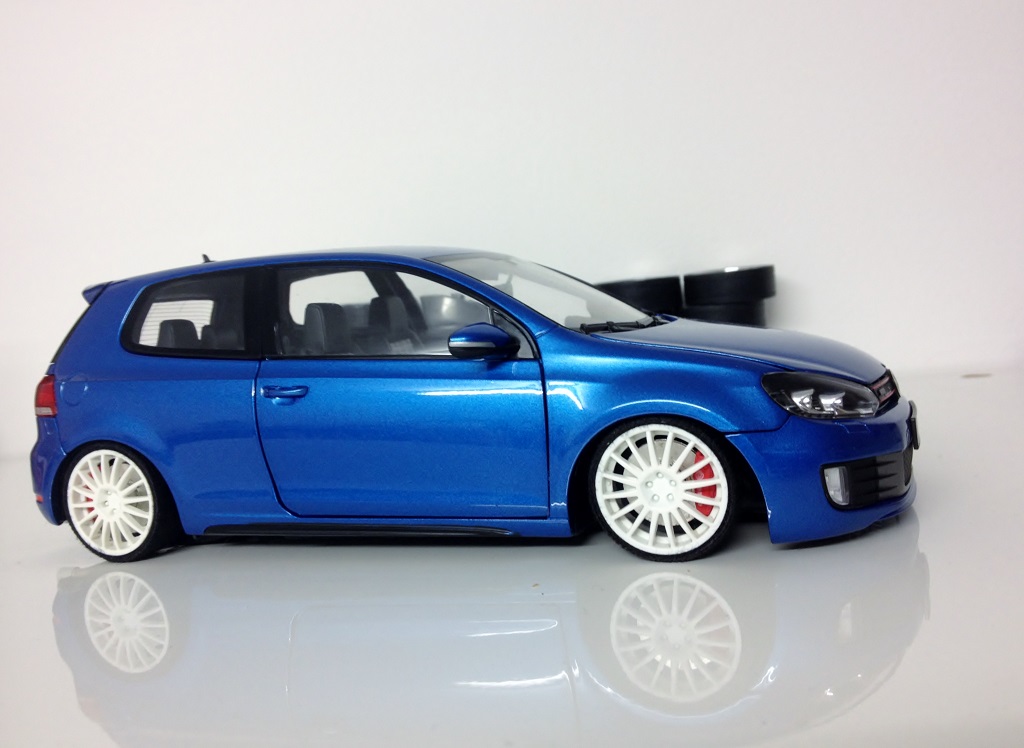 Volkswagen Golf VI GTI 1/18 Norev VI GTI blu jantes OZ racing tuning modellino in miniatura