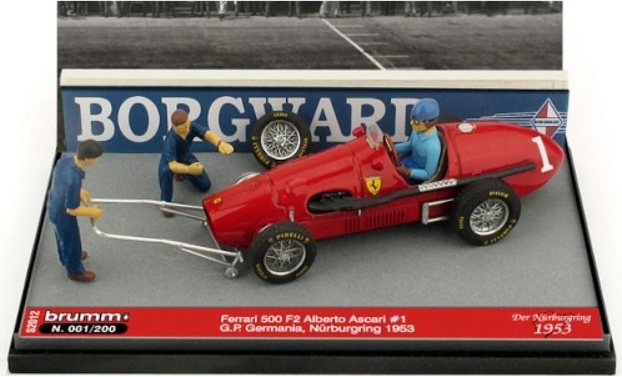 Ferrari 500 1/43 Brumm F2 No.1 Scuderia GP Deutschland 1953 avec figurines in Emballage sp�cial A.Ascari