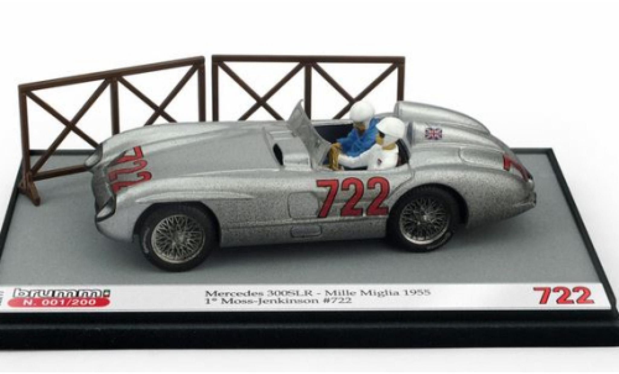 Mercedes 300 1/43 Brumm SLR No.722 Mille Miglia 1955 Moss Collection avec figurines S.Moss/D.Jenkinson