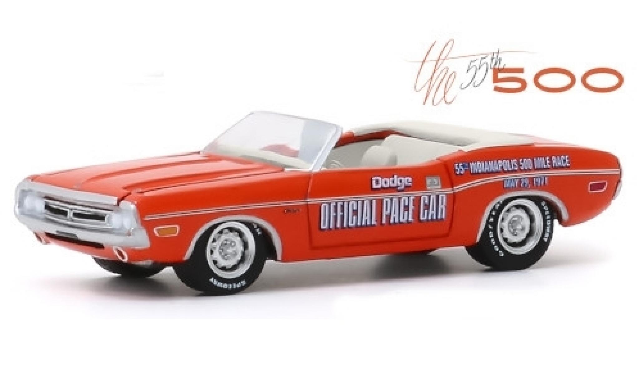 Dodge Challenger 1/64 Greenlight Convertible orange/Dekor Official Pace Car 1971 55th Indianapolis 500 Mile Race