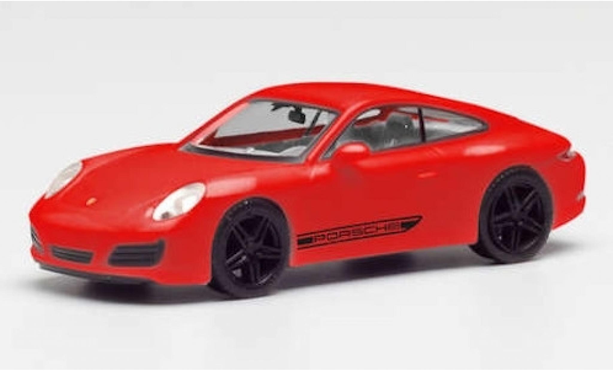 Porsche 911 1/87 Herpa Carrera 4S rouge/noire avec noire jantes