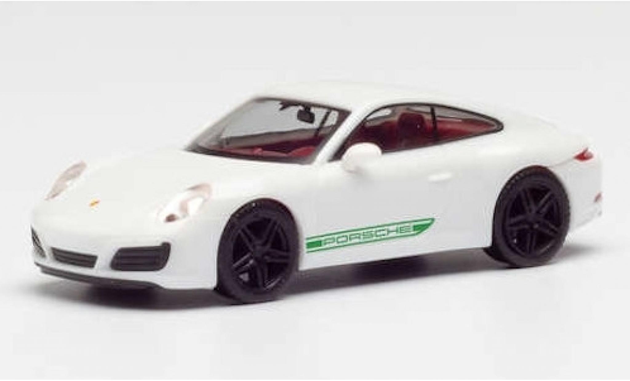 Porsche 911 1/87 Herpa Carrera blanche/verte avec noire jantes