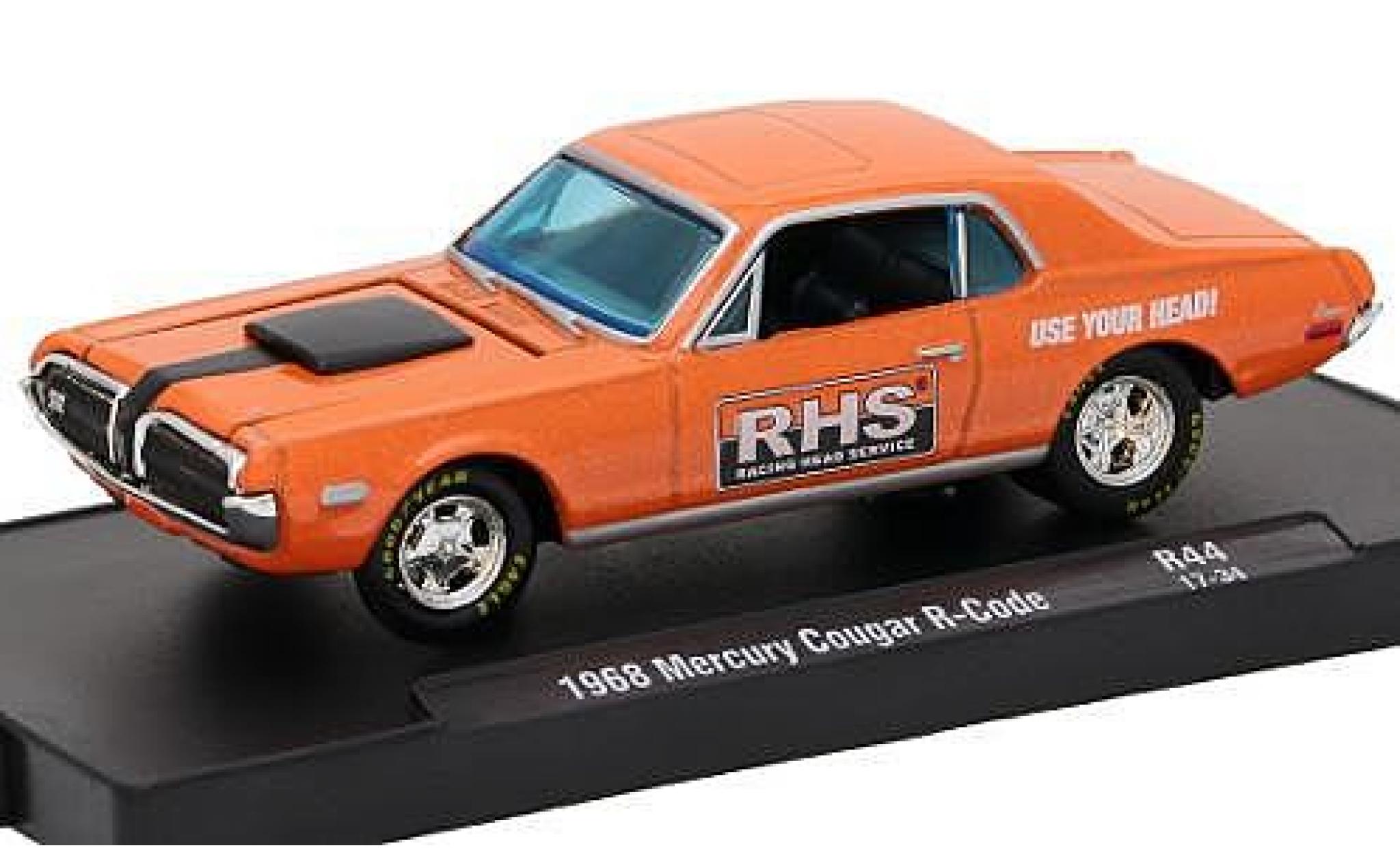 Mercury Cougar 1/64 M2 Machines R-Code metallic-orange Racing Head Service (RHS) 1968 voiture-Drivers Release 44 sans Vitrine