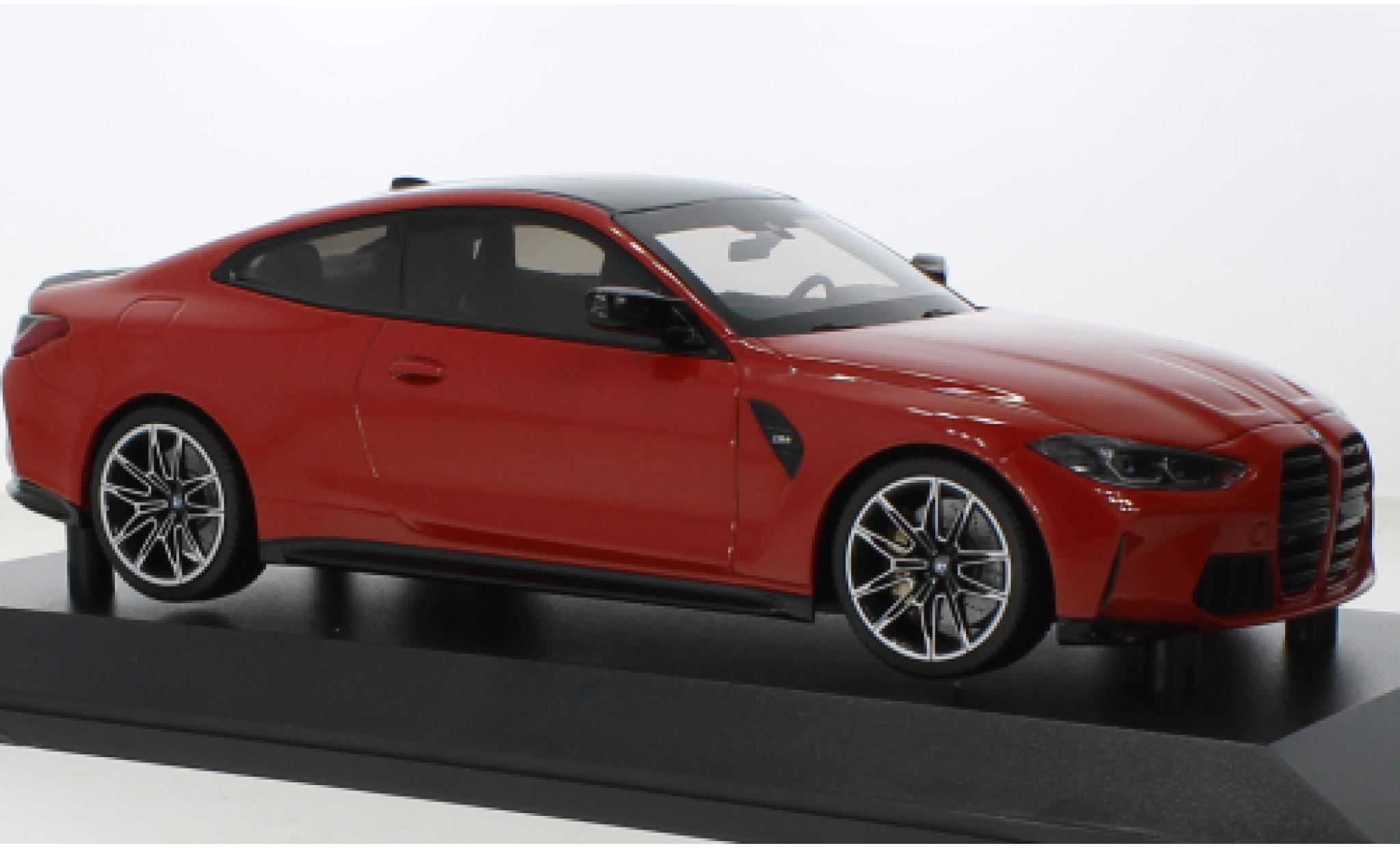 2020 BMW M4 Red Metallic with Carbon Top Limited Edition to 720 pieces  Worldwide 1/18 Diecast Model Car by Minichamps
