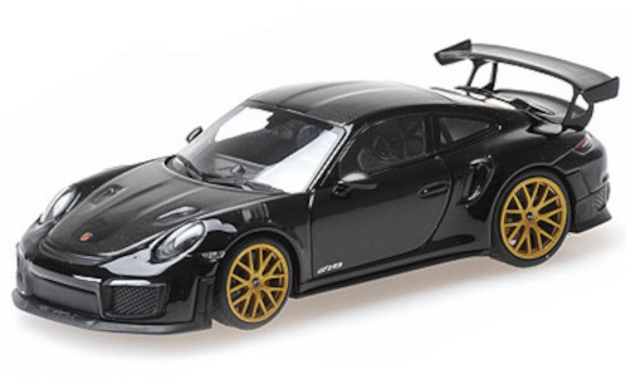 Porsche 991 GT2 RS 1/43 Minichamps 911 (.2) black/carbon 2018 Weissachpaket avec doré jantes