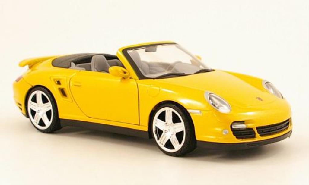 Porsche 997 Turbo 1/24 Motormax Turbo Cabriolet jaune miniature