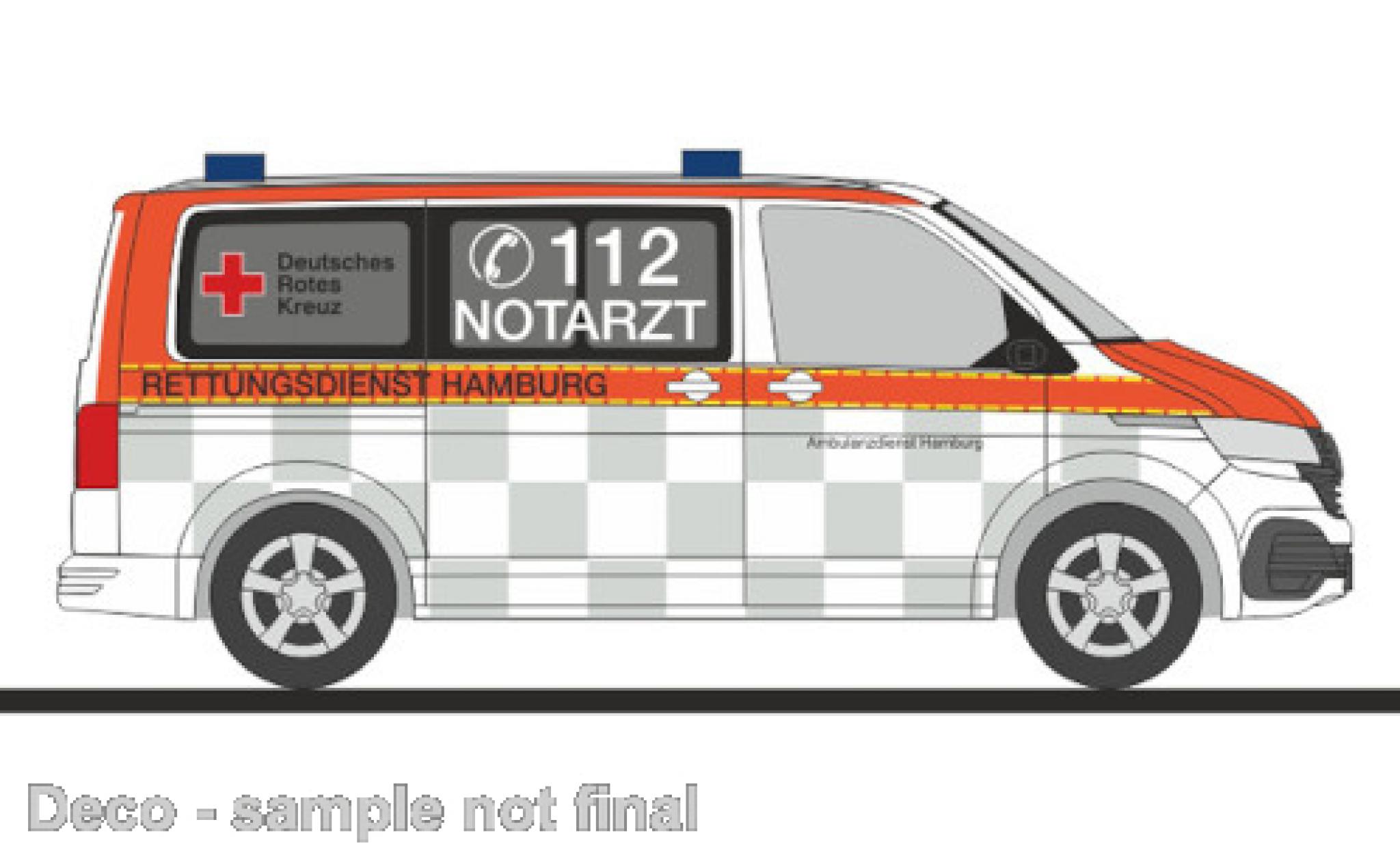 Volkswagen T6 1/87 Rietze .1 DRK Ambulanzdienst Hamburg