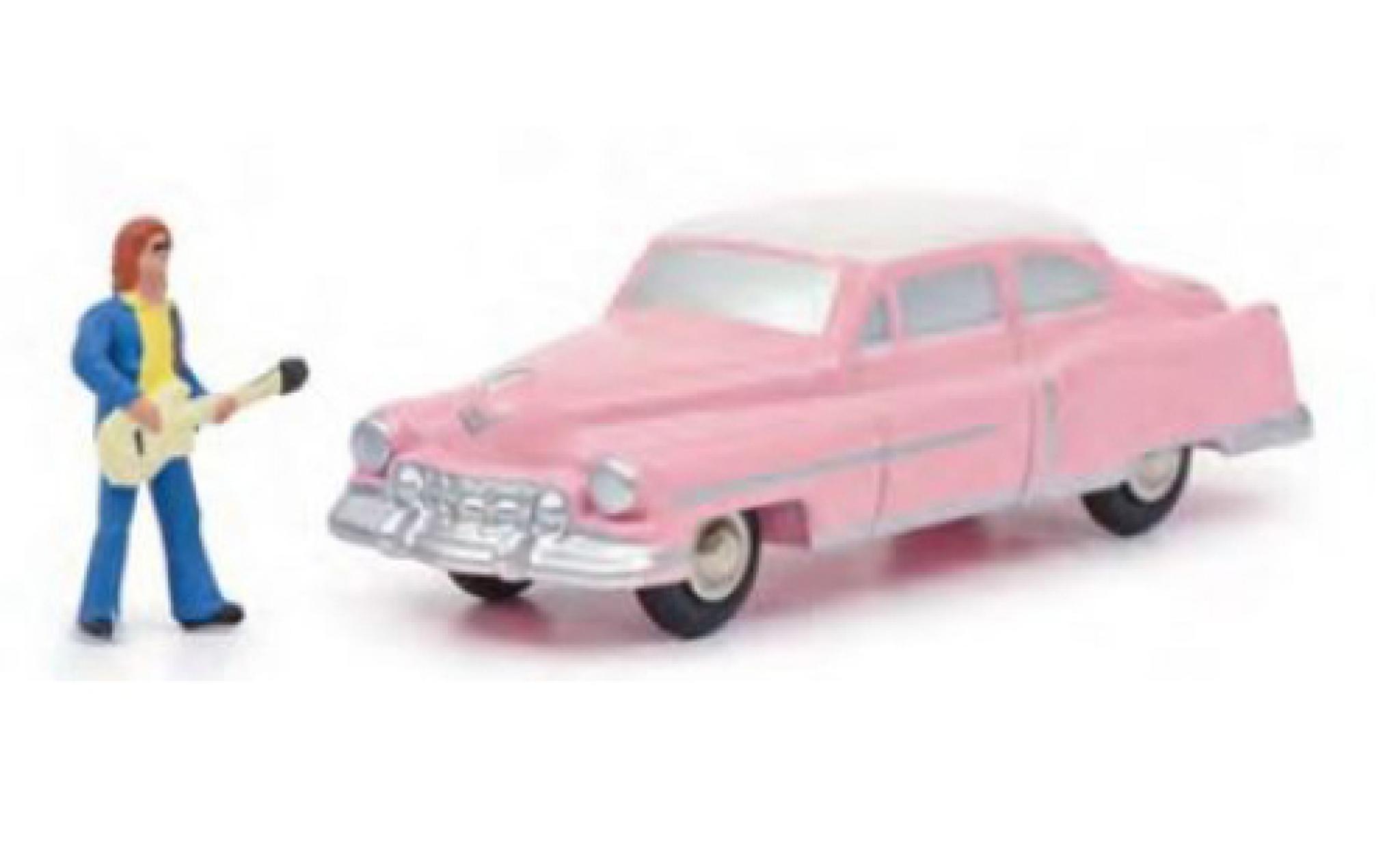 Cadillac Eldorado 1/90 Schuco rose/blanche The King avec figurine