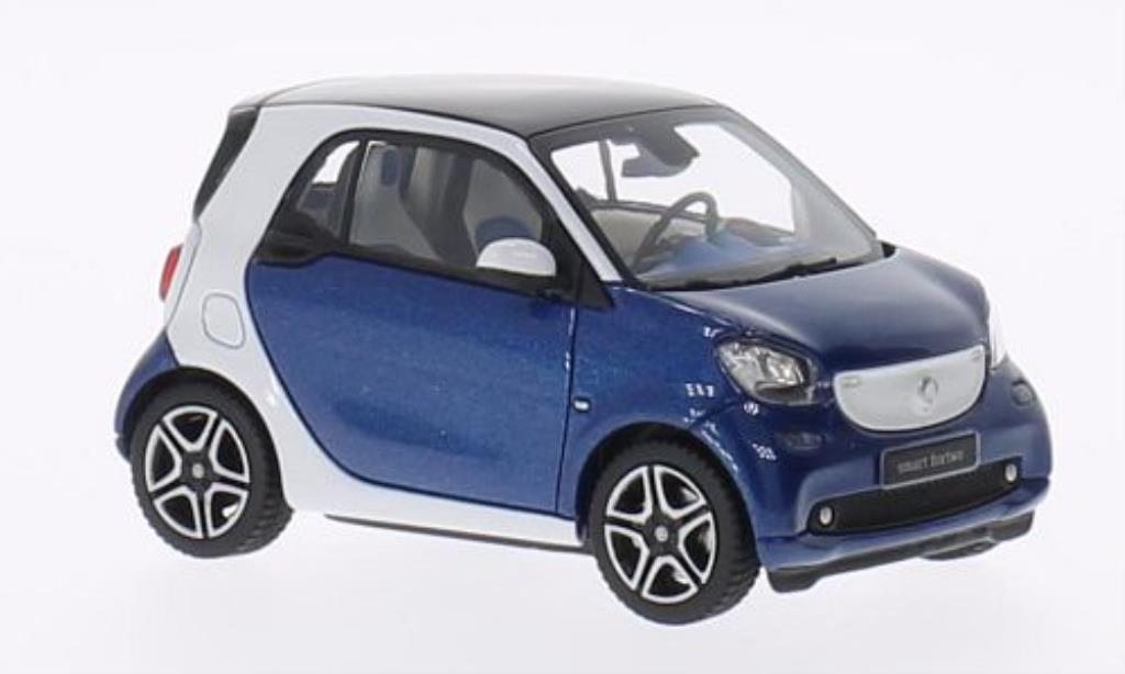 Smart ForTwo coupe 1/43 Norev Fortwo coupe blanche/bleu 2014 miniature